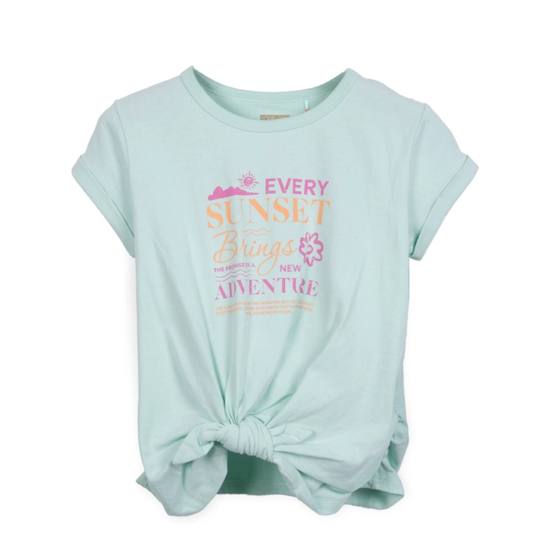 POLERA NIÑA MANGA CORTA CON AMARRA DELANTERA MENTA PILLIN - 1