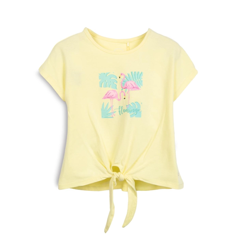POLERA NIÑA MANGA CORTA CON AMARRA DELANTERA AMARILLO PILLIN - 1