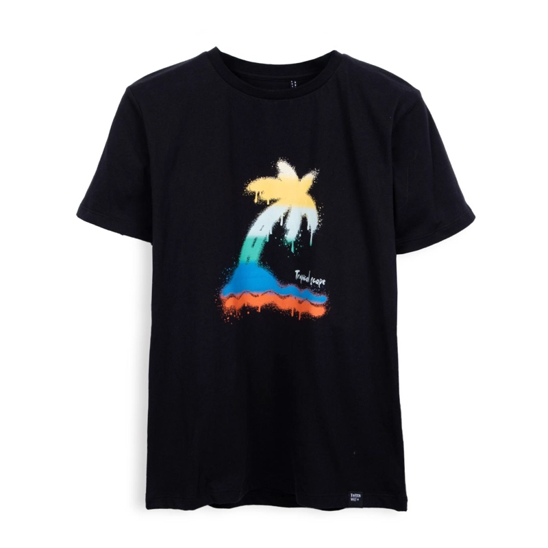 POLERA NIÑO MANGA CORTA ESTAMPADA NEGRO PILLIN - 1