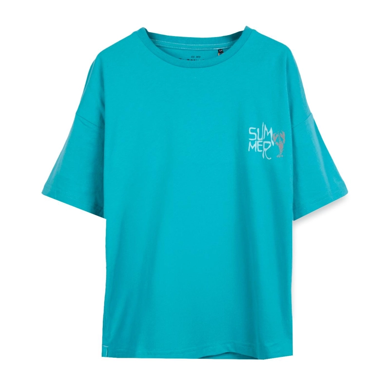 POLERA NIÑO MANGA CORTA ESTAMPADA TURQUESA PILLIN - 1