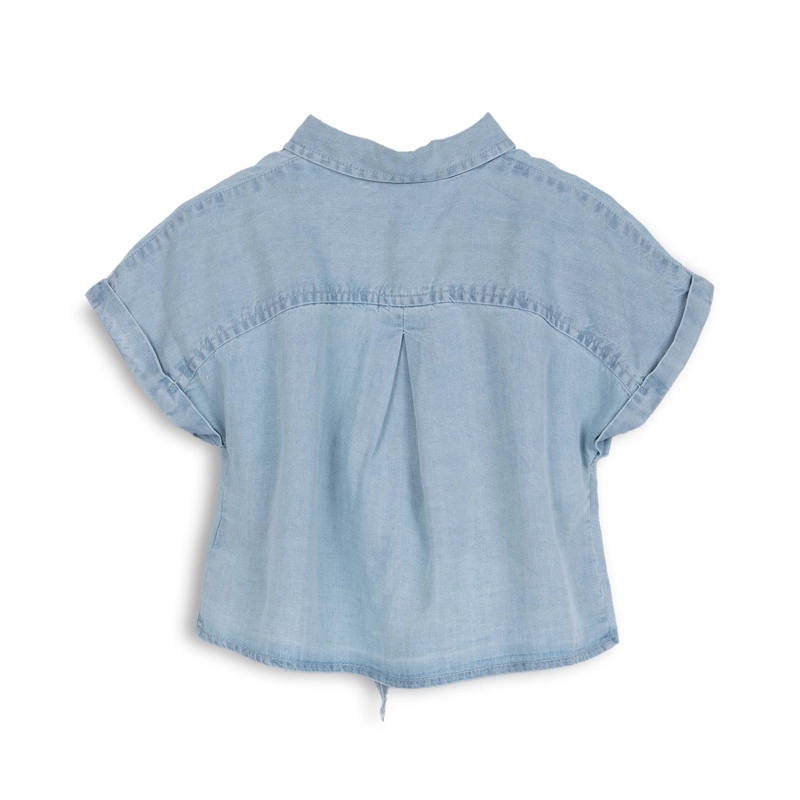 BLUSA NIÑA MANGA CORTA CON NUDO CELESTE PILLIN - 2