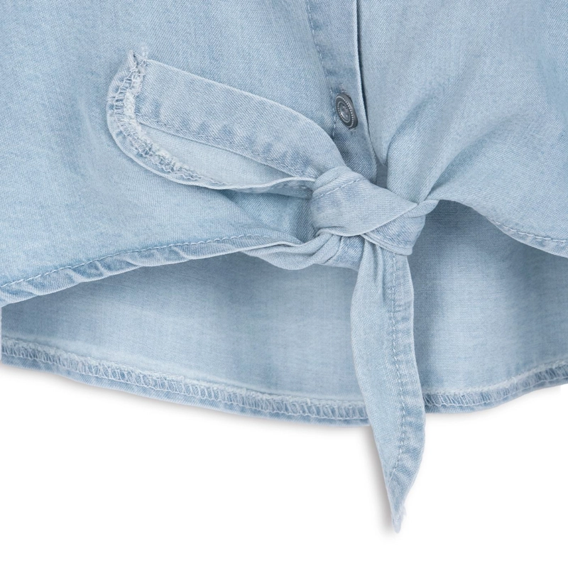 BLUSA NIÑA MANGA CORTA CON NUDO CELESTE PILLIN - 4