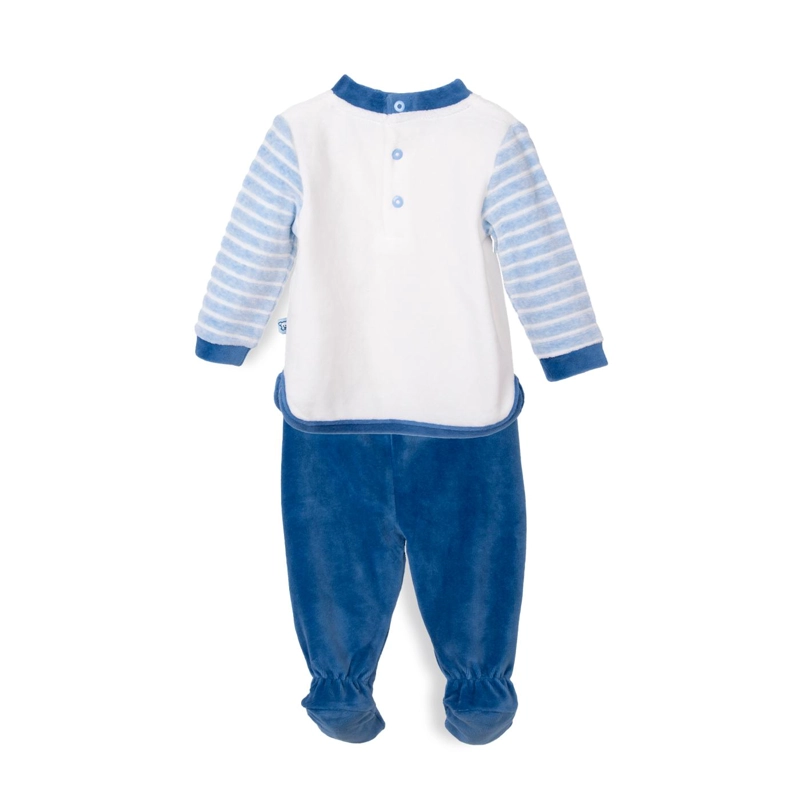 CONJUNTO PLUSH RECIE N NACIDO NIÑO BORDADO ANIMALES AZUL PILLIN - 2