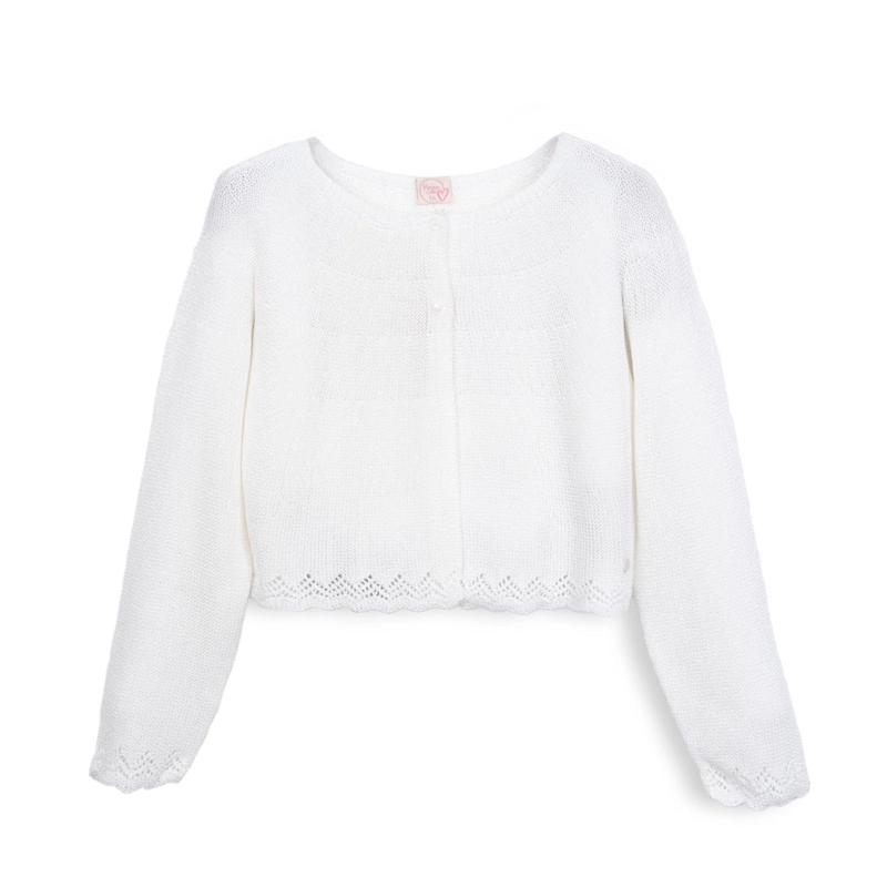 CHALECO NIÑA CON BOTONES BLANCO PILLIN - 1