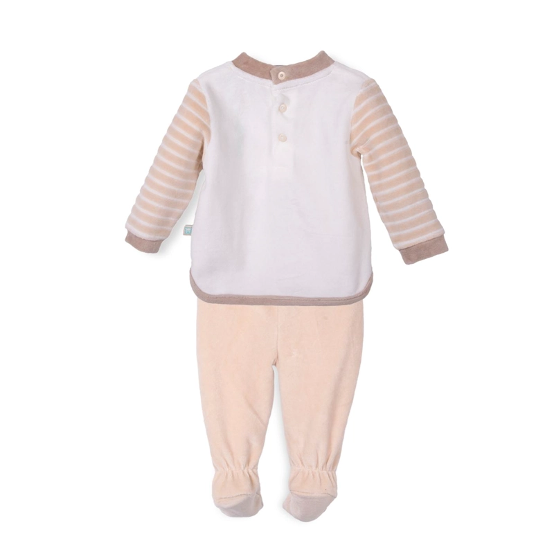 CONJUNTO PLUSH RECIE N NACIDO NIÑO BORDADO ANIMALES BEIGE PILLIN - 2