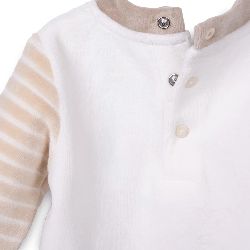 CONJUNTO PLUSH RECIE N NACIDO NIÑO BORDADO ANIMALES BEIGE PILLIN - 4