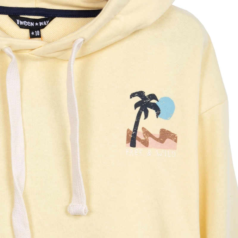 POLERON NIÑO CERRADO CON CAPUCHA ESTAMPADO AMARILLO PILLIN - 3