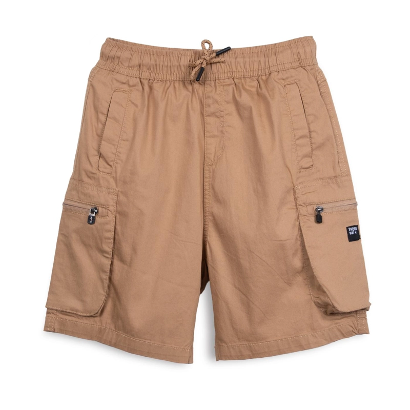 BERMUDA NIÑO CARGO CINTURA AJUSTABLE CAFE  PILLIN - 1