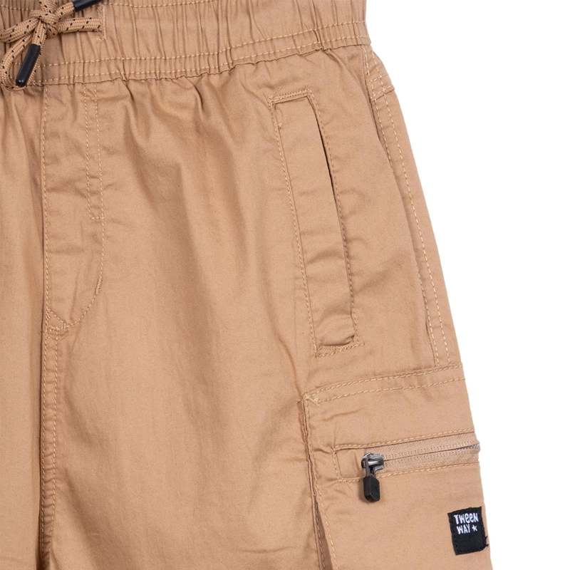 BERMUDA NIÑO CARGO CINTURA AJUSTABLE CAFE  PILLIN - 3