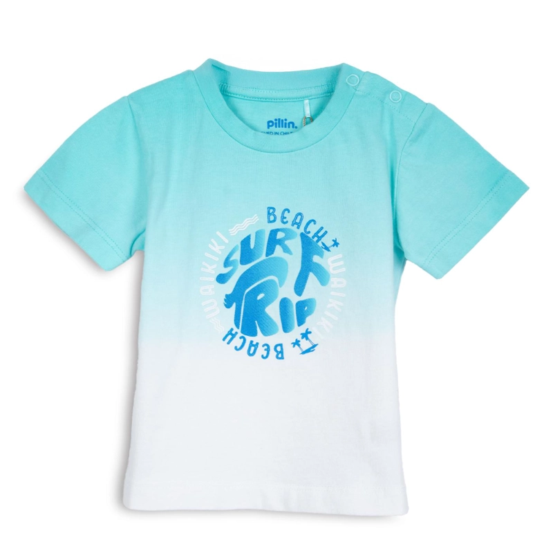 POLERA BEBE  NIÑO MANGA CORTA ESTAMPADO PLAYERO TIE-DYE MENTA PILLIN - 1