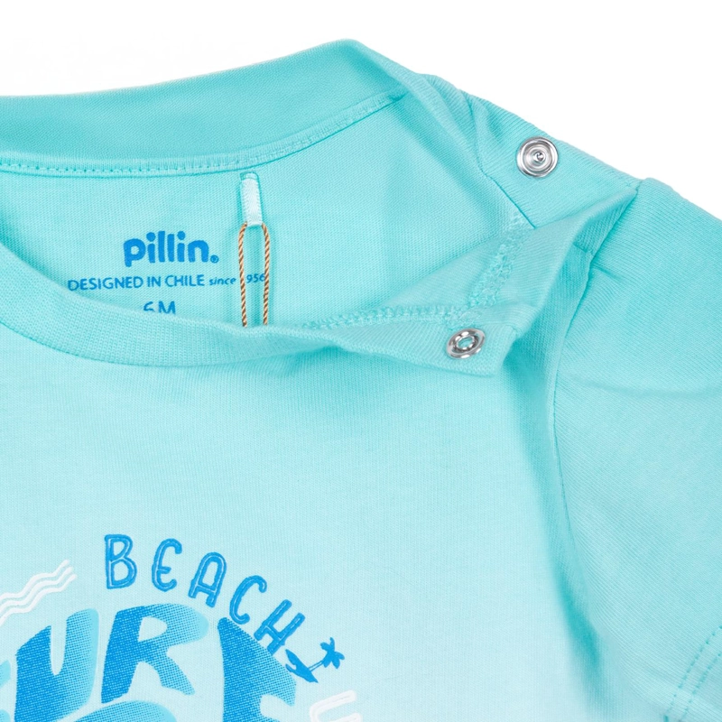 POLERA BEBE  NIÑO MANGA CORTA ESTAMPADO PLAYERO TIE-DYE MENTA PILLIN - 4