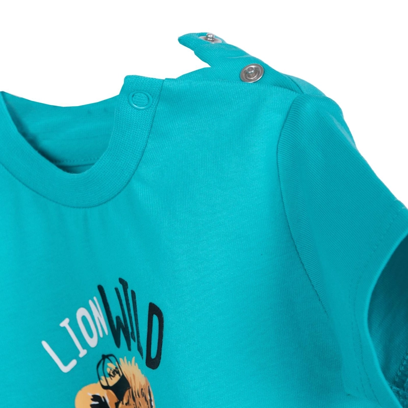 POLERA BEBE  NIÑO MANGA CORTA ESTAMPADO TIGRE TURQUESA PILLIN - 4