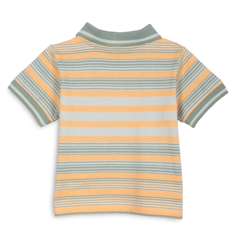 POLERA BEBE  NIÑO MANGA CORTA RAYAS CON CUELLO PIQUE  NARANJO PILLIN - 2
