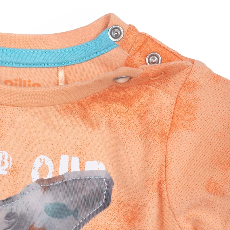POLERA BEBE  NIÑO MANGA CORTA ESTAMPADO BALLENA NARANJO PILLIN - 4