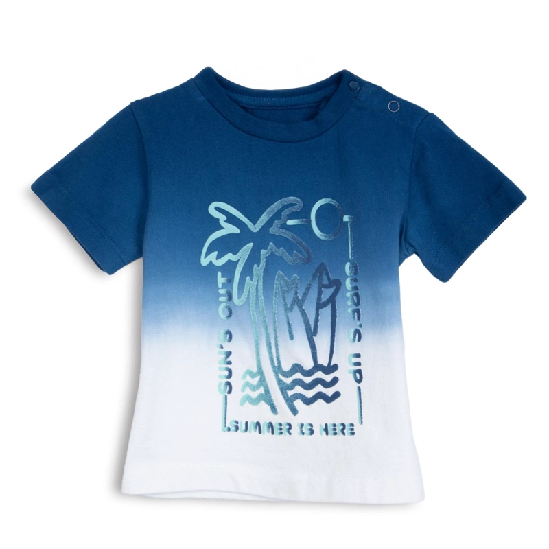 POLERA BEBE  NIÑO MANGA CORTA ESTAMPADO PLAYERO TIE-DYE AZUL PILLIN - 1