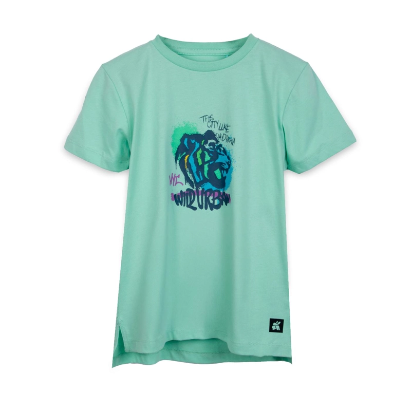 POLERA NIÑO MANGA CORTA ESTAMPADO TIGRE VERDE PILLIN - 1