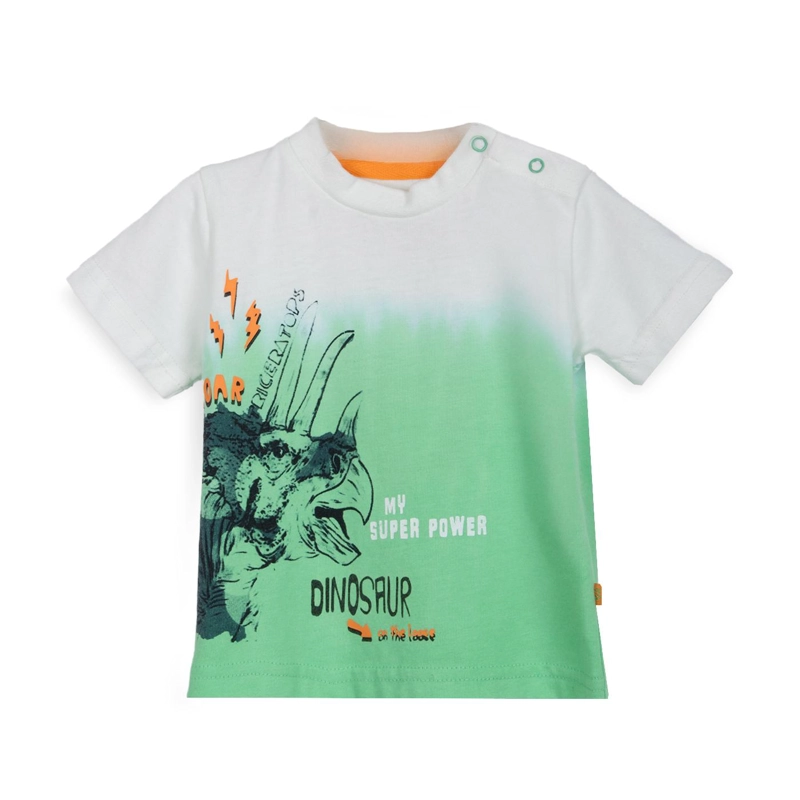 POLERA BEBE  NIÑO MANGA CORTA TIE-DYE DINOSAURIO VERDE PILLIN - 1