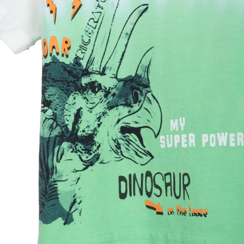 POLERA BEBE  NIÑO MANGA CORTA TIE-DYE DINOSAURIO VERDE PILLIN - 3