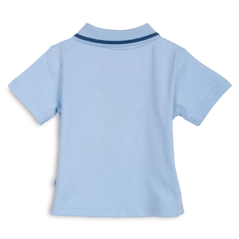 POLERA BEBE  NIÑO MANGA CORTA CUELLO PIQUE  CELESTE PILLIN - 2