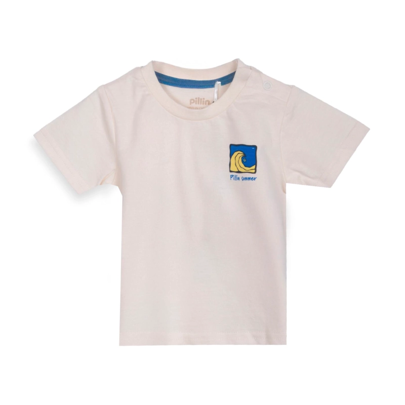 POLERA BEBE  NIÑO MANGA CORTA ESTAMPADO PLAYERO CRUDO PILLIN - 1