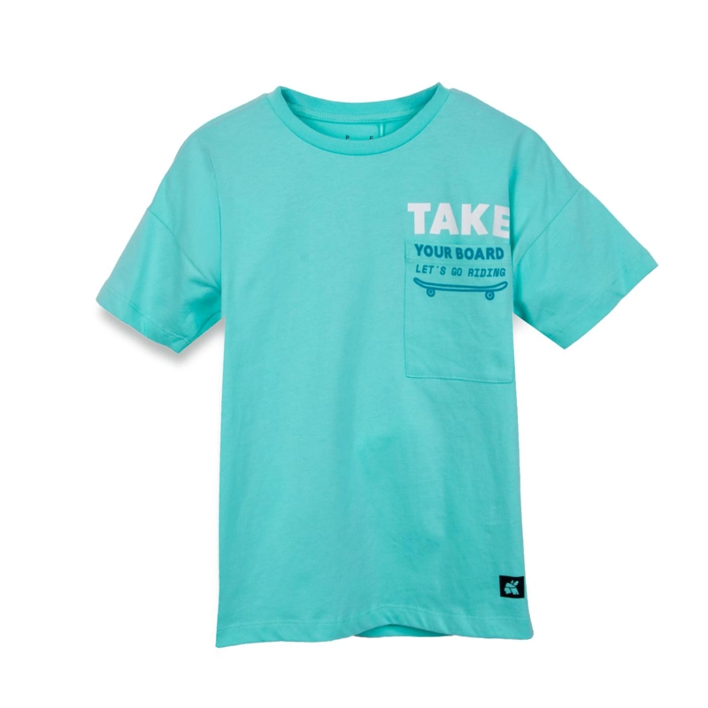 POLERA NIÑO MANGA CORTA BOLSILLO DELANTERO MENTA PILLIN - 1