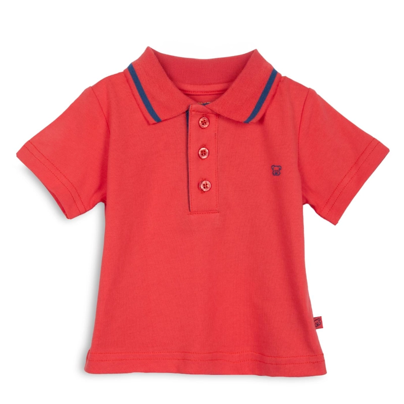 POLERA BEBE  NIÑO MANGA CORTA CUELLO PIQUE  ROJO PILLIN - 1