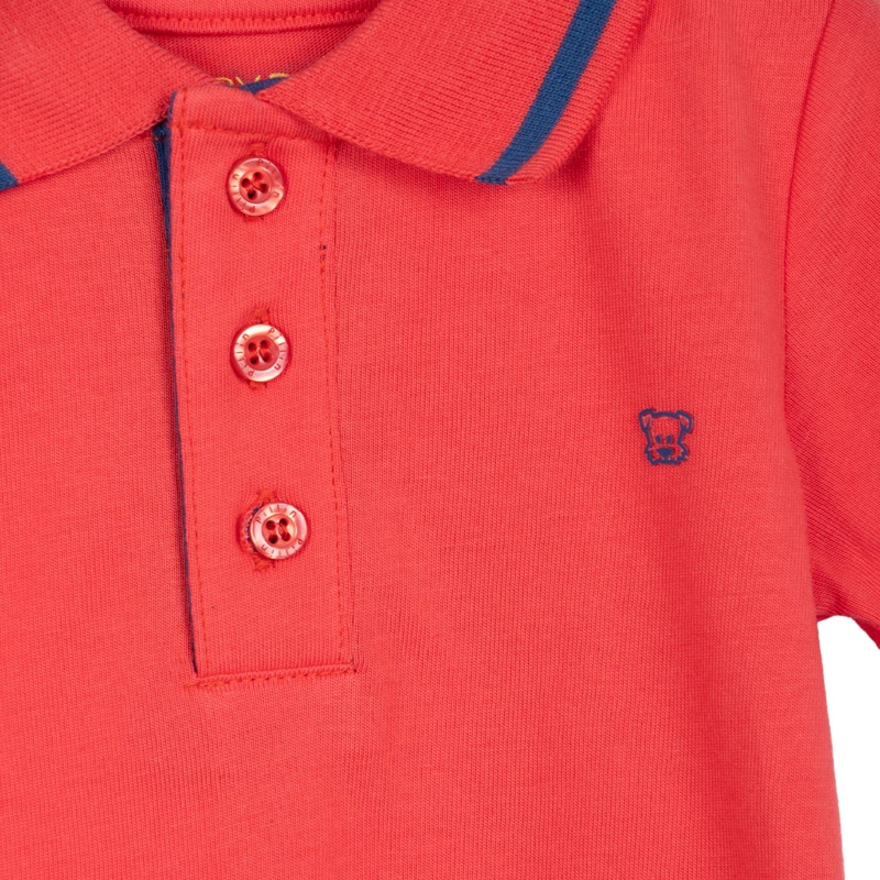 POLERA BEBE  NIÑO MANGA CORTA CUELLO PIQUE  ROJO PILLIN - 3