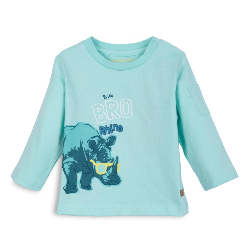 POLERA BEBE  NIÑO MANGA LARGA ESTAMPADO RINOCERONTE MENTA PILLIN - 1