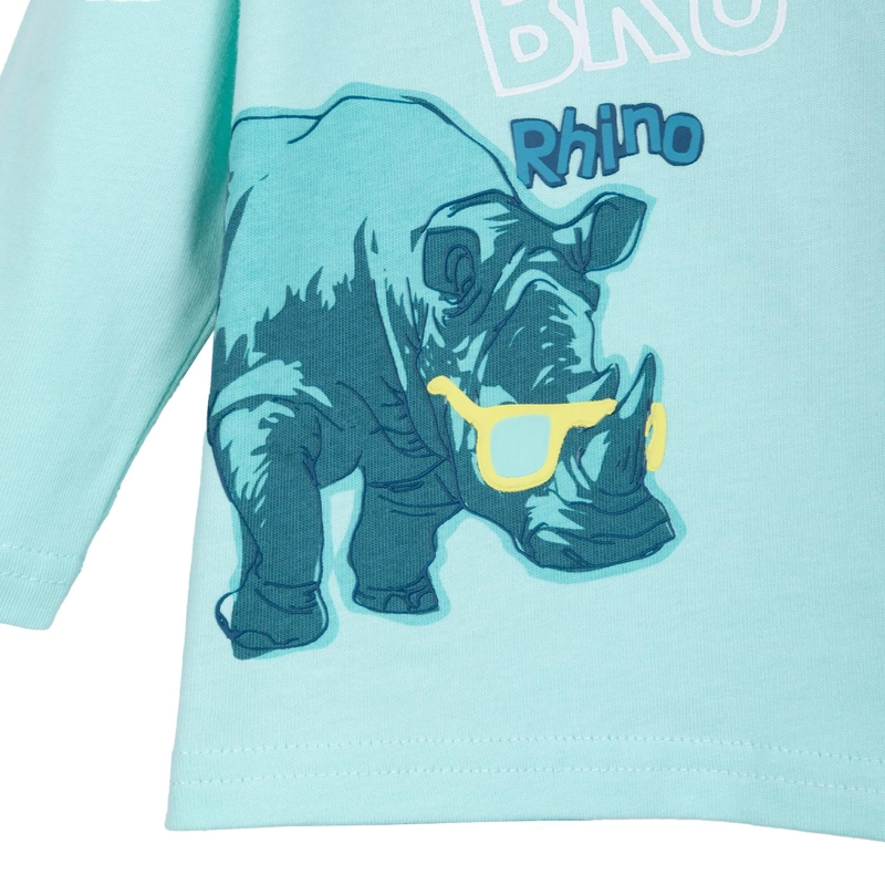 POLERA BEBE  NIÑO MANGA LARGA ESTAMPADO RINOCERONTE MENTA PILLIN - 3