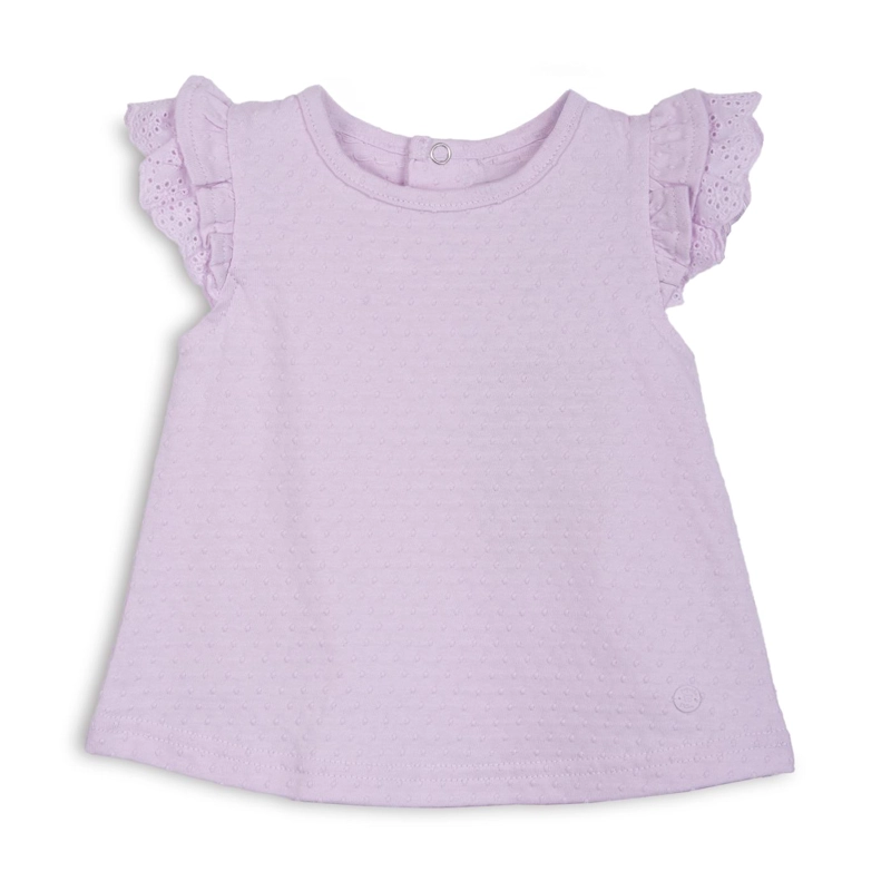 POLERA BEBE  NIÑA MANGA CORTA LISA CON BROCHES LILA PILLIN - 1