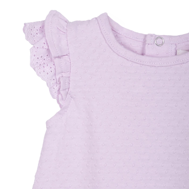 POLERA BEBE  NIÑA MANGA CORTA LISA CON BROCHES LILA PILLIN - 3
