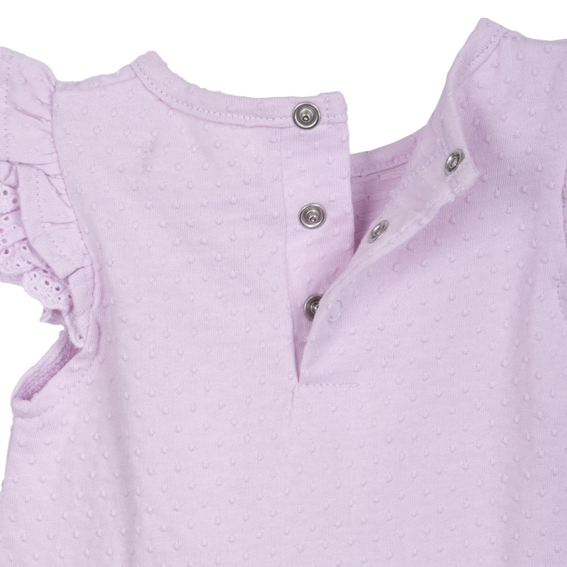 POLERA BEBE  NIÑA MANGA CORTA LISA CON BROCHES LILA PILLIN - 4