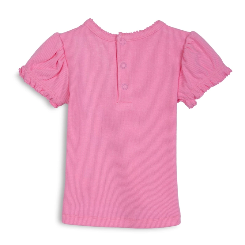 POLERA BEBE  NIÑA MANGA CORTA GLOBO CINTAS ROSADO PILLIN - 2