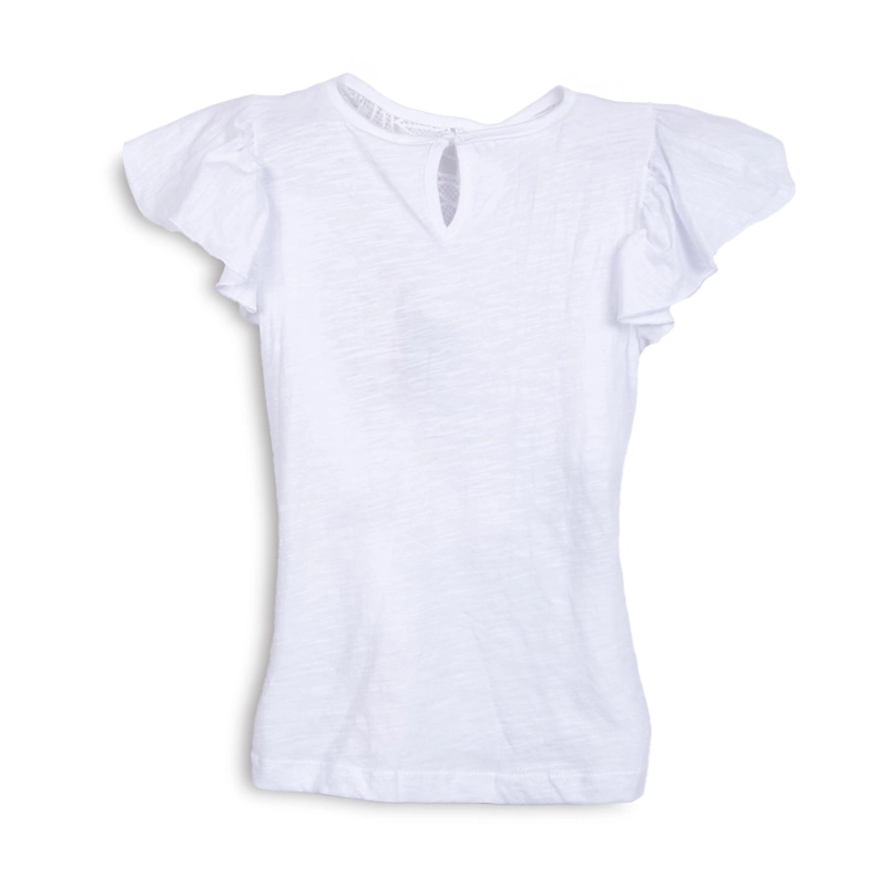 POLERA NIÑA MANGA CORTA CON VUELOS LISA BLANCO PILLIN - 2