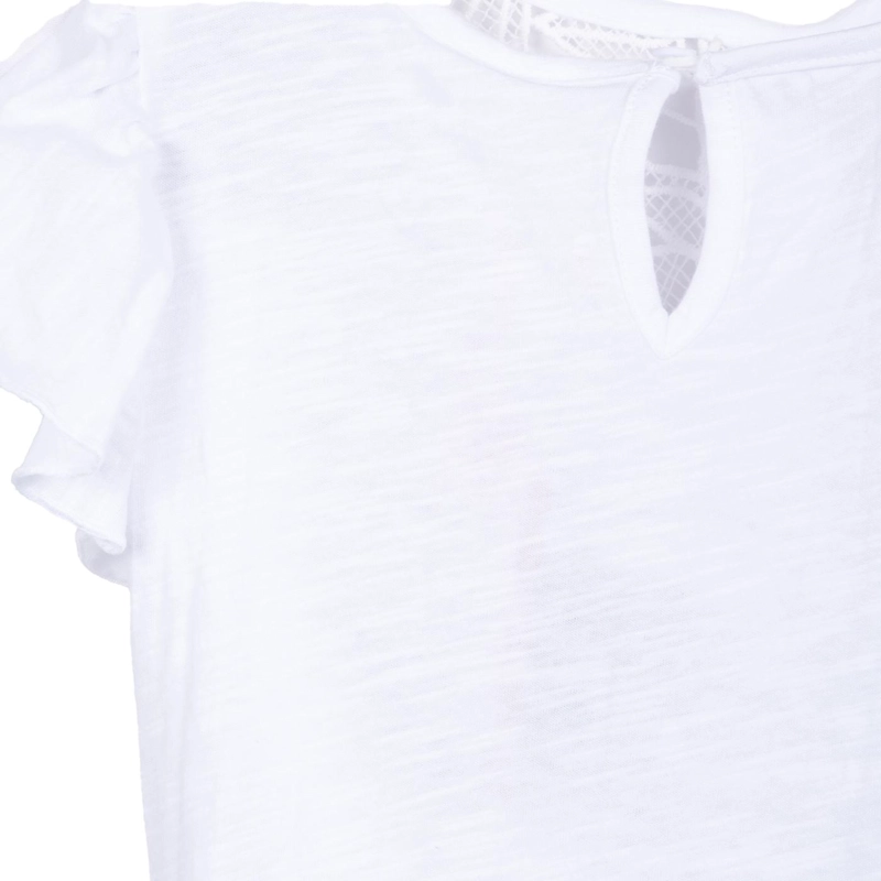 POLERA NIÑA MANGA CORTA CON VUELOS LISA BLANCO PILLIN - 3