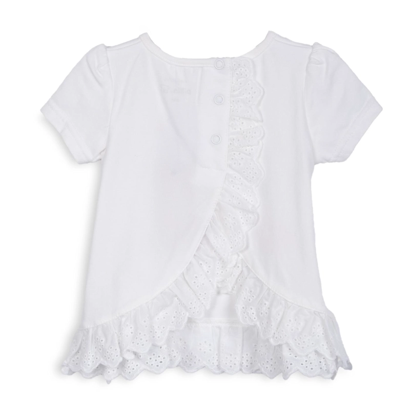 POLERA BEBE  NIÑA MANGA CORTA BORDADO MARIPOSAS BLANCO PILLIN - 2