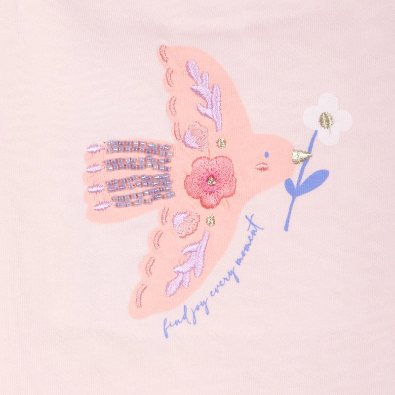POLERA BEBE  NIÑA MANGA CORTA ESTAMPADO PAJARITO DAMASCO PILLIN - 3