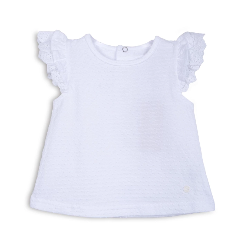 POLERA BEBE  NIÑA MANGA CORTA LISA CON BROCHES BLANCO PILLIN - 1