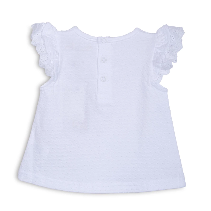 POLERA BEBE  NIÑA MANGA CORTA LISA CON BROCHES BLANCO PILLIN - 2