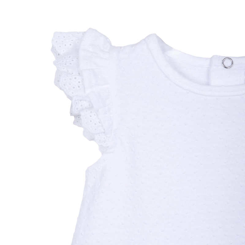 POLERA BEBE  NIÑA MANGA CORTA LISA CON BROCHES BLANCO PILLIN - 3
