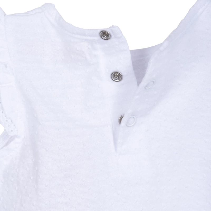 POLERA BEBE  NIÑA MANGA CORTA LISA CON BROCHES BLANCO PILLIN - 4