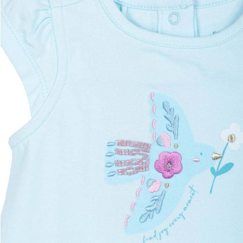 POLERA BEBE  NIÑA MANGA CORTA ESTAMPADO PAJARITO AQUA PILLIN - 3