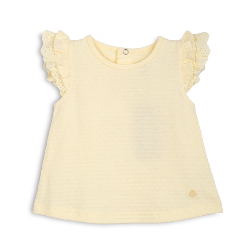 POLERA BEBE  NIÑA MANGA CORTA LISA CON BROCHES AMARILLO PILLIN - 1