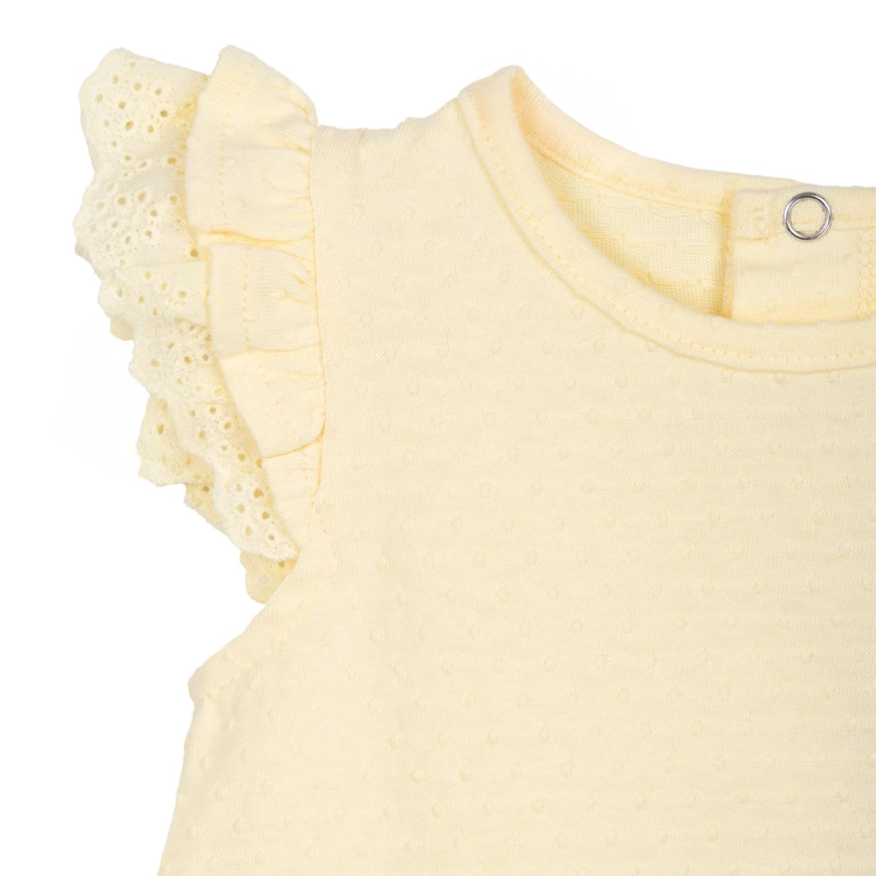 POLERA BEBE  NIÑA MANGA CORTA LISA CON BROCHES AMARILLO PILLIN - 3