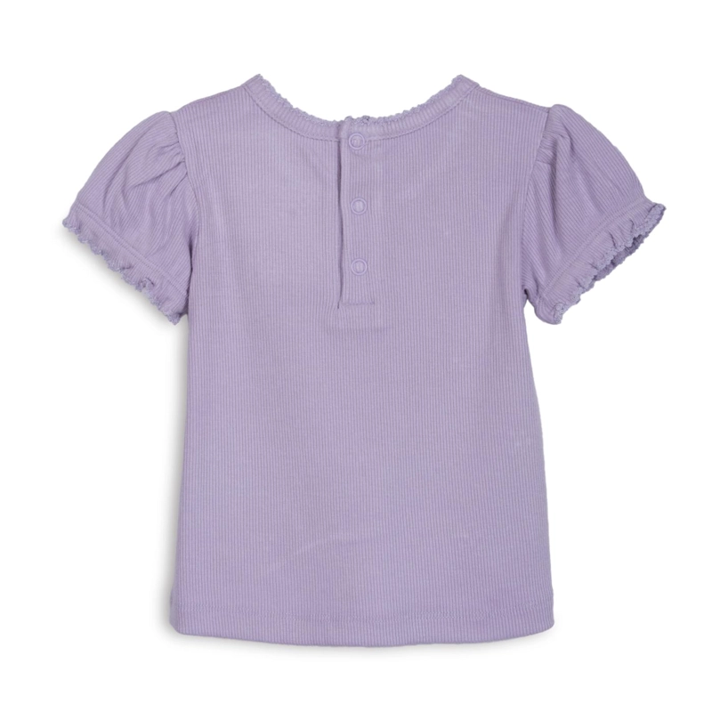 POLERA BEBE  NIÑA MANGA CORTA GLOBO FLORES LAVANDA PILLIN - 2