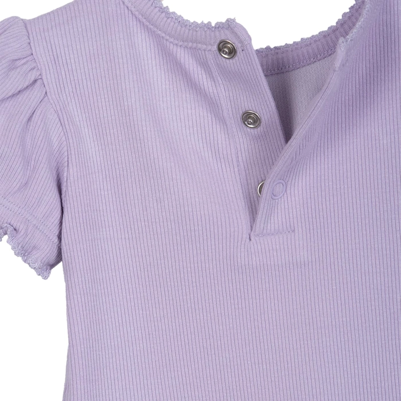 POLERA BEBE  NIÑA MANGA CORTA GLOBO FLORES LAVANDA PILLIN - 4