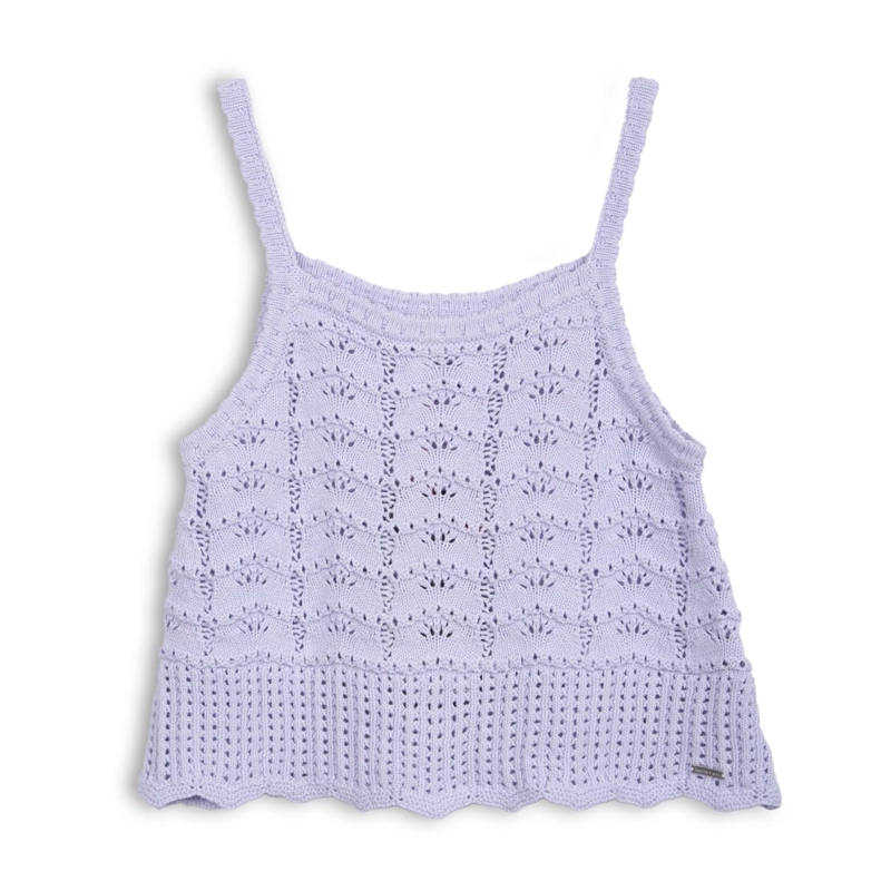 POLERA NIÑA TEJIDA SIN MANGAS LILA PILLIN - 1