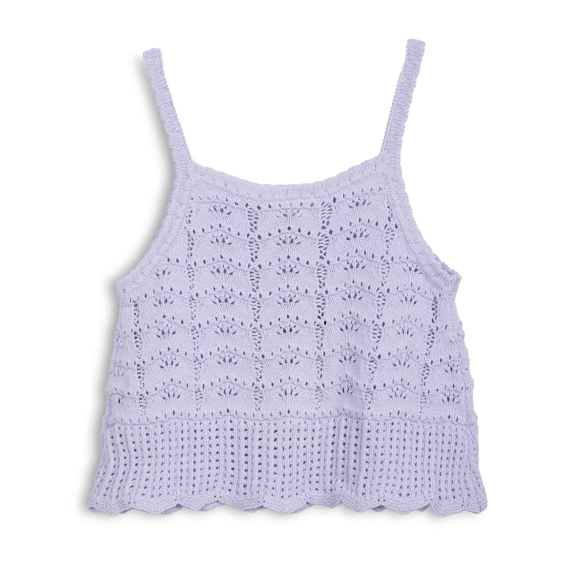 POLERA NIÑA TEJIDA SIN MANGAS LILA PILLIN - 2