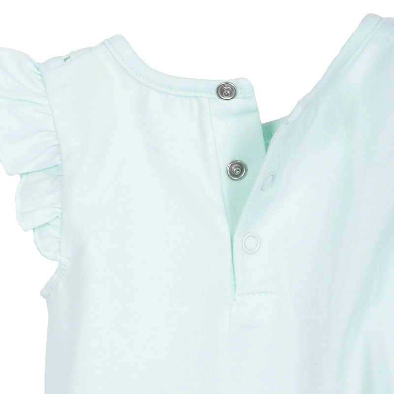 POLERA BEBE  NIÑA MANGA CORTA CON VUELOS FLORAL AQUA PILLIN - 4
