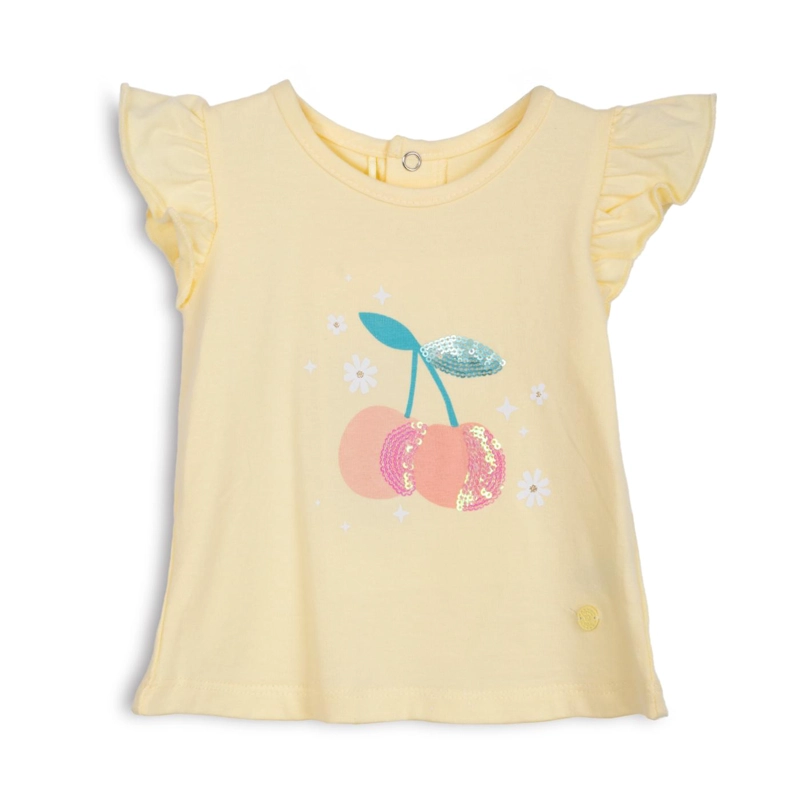 POLERA BEBE  NIÑA MANGA CORTA CEREZAS AMARILLO PILLIN - 1